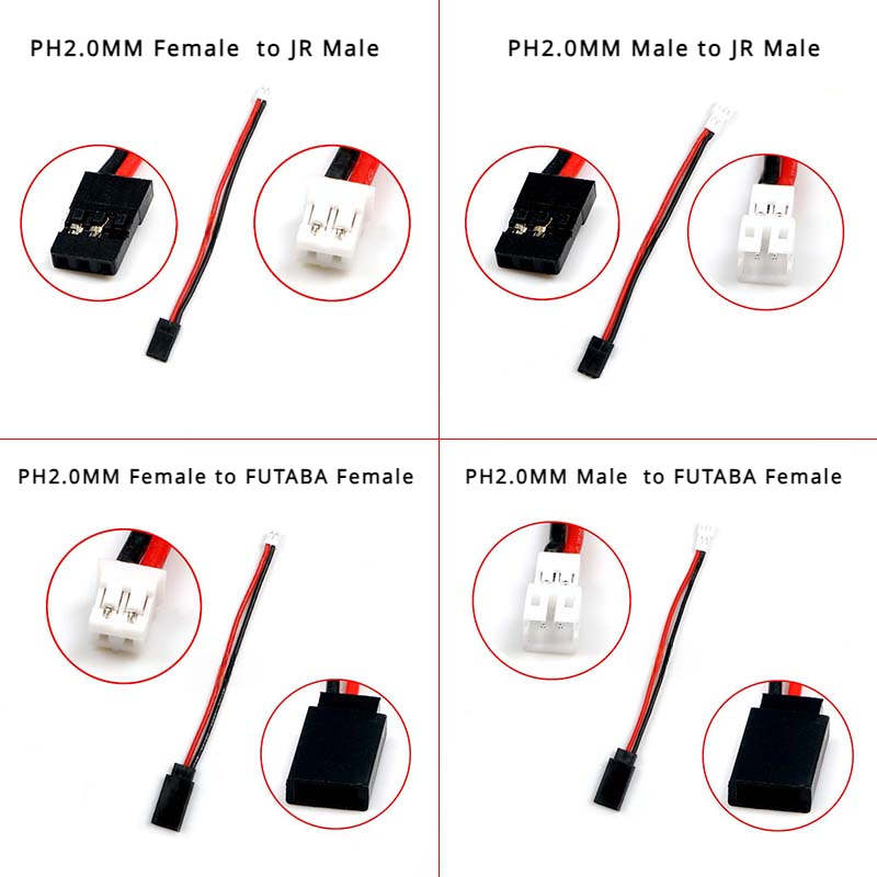 Rc Hobby Models - 1/5/10Pcs/lot PH2.0 Male/Female to JR/FUTABA Connector