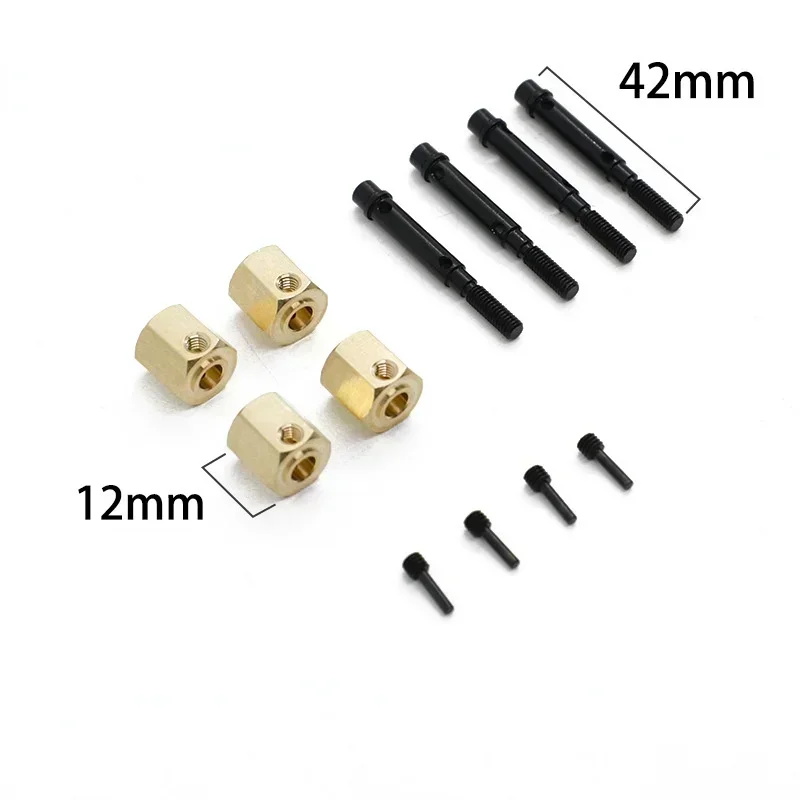 Wheel Hex Adapter - 4PCS Brass 12mm Wheel Hex Extended