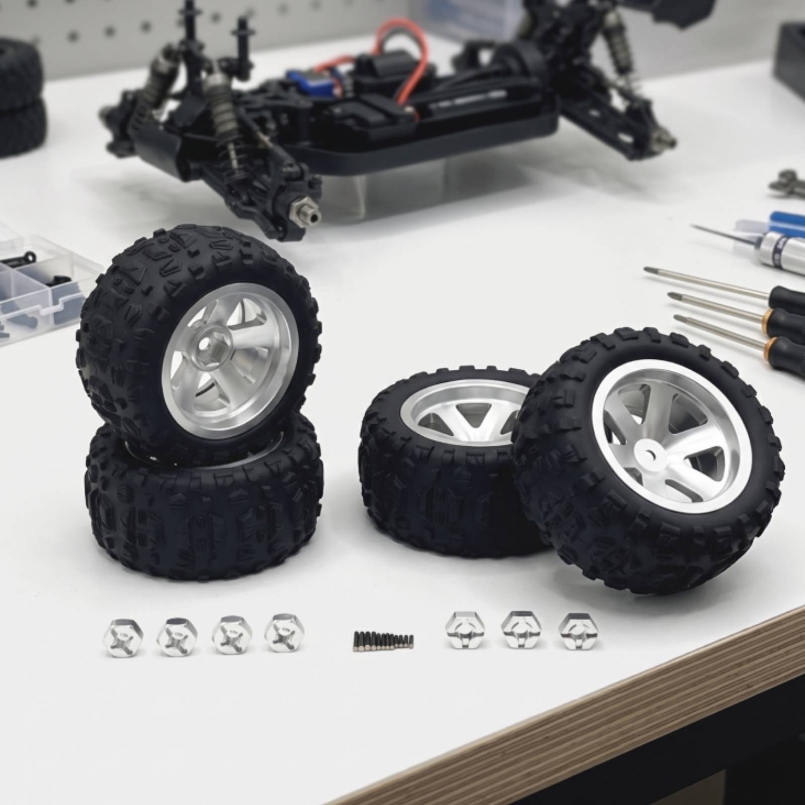 4 Pieces RC Wheel and Tire Ass - Wheel Hex Adapter review and price